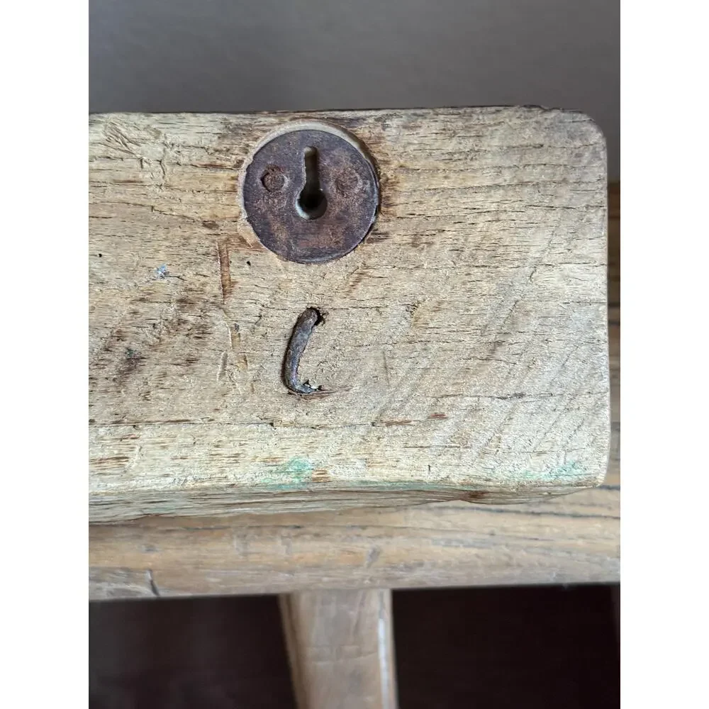 Vintage Wooden Carved Panel and Iron Wall Hook